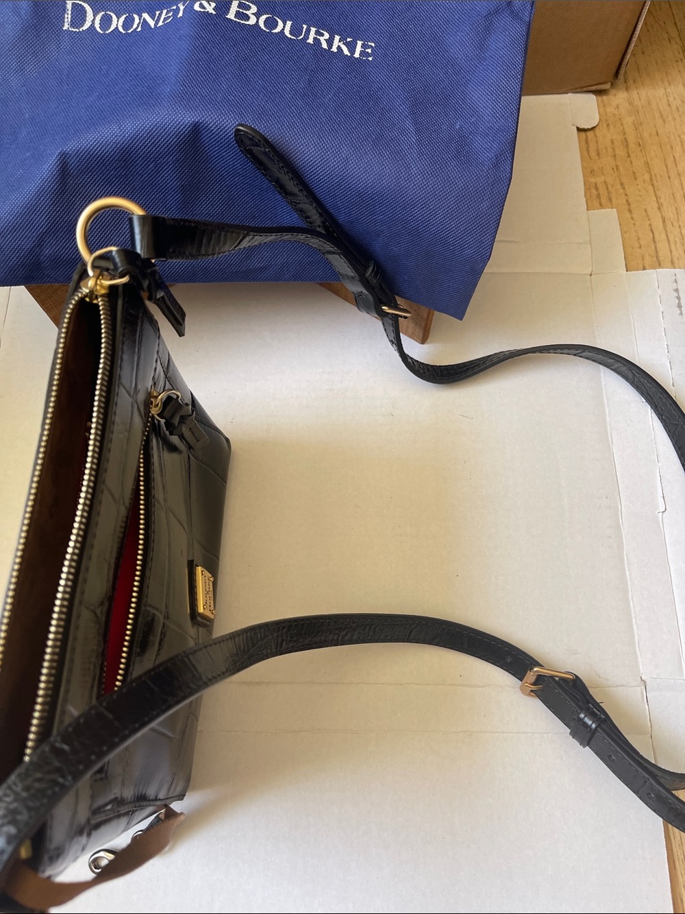Dooney & Bourke Black Croc-Embossed Leather Crossbody - Picture 7 of 7